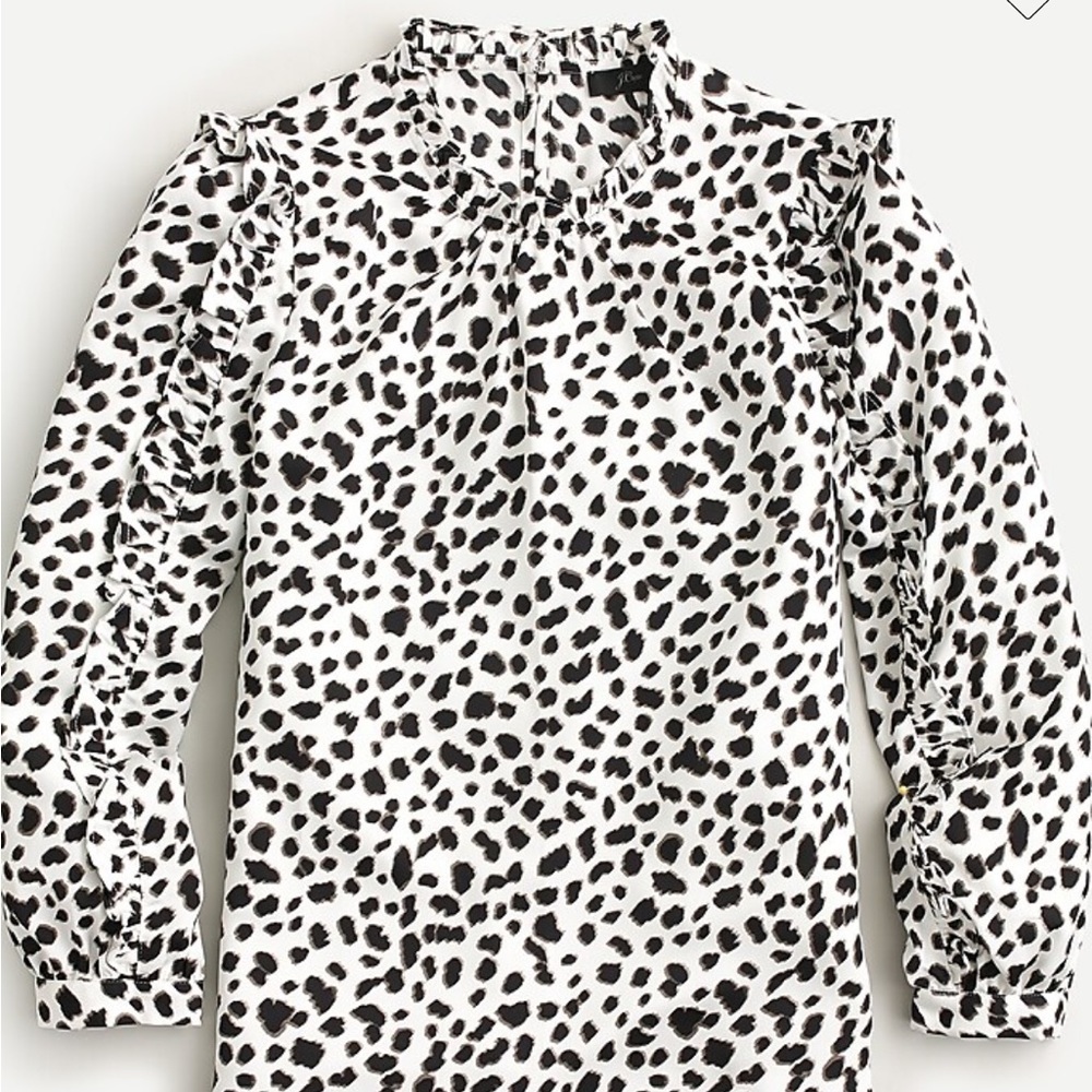 J.Crew Ruffle-sleeve top in leopard satin crepe NWT